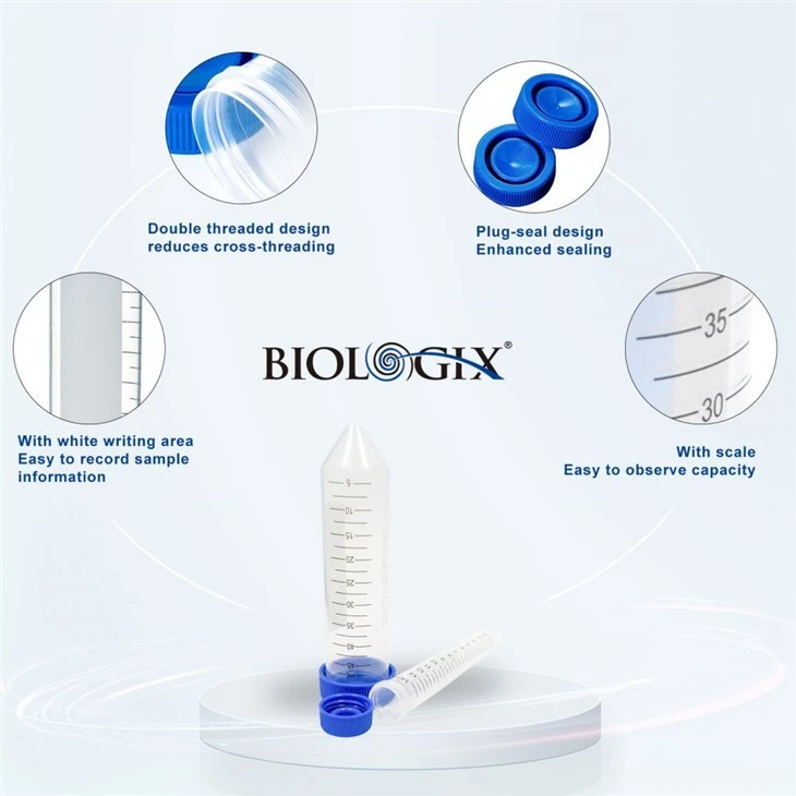 50ml Flat Top Cap Centrifuge Tubes Sterile Conical Bottom